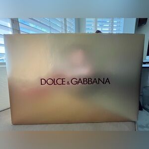 Authentic Extra Large Dolce & Gabbana Metallic Gold Shopping Bag with Dark Logo